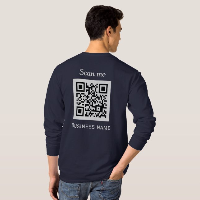 T-shirt Code QR Business Logo Professionnel Marine Bleu (Dos entier)