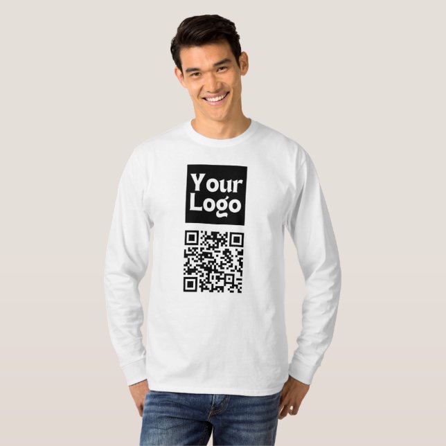 T-shirt Code QR éditable & Votre logo ou image d'entrepris (Devant entier)