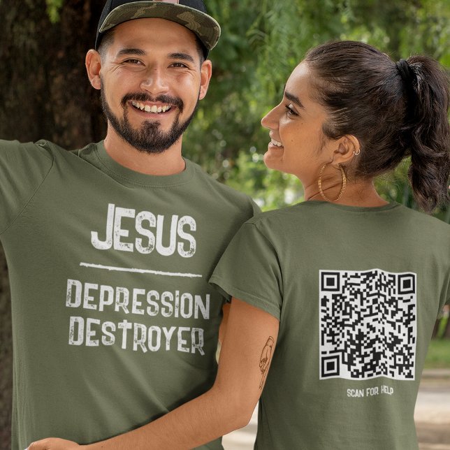 T-shirt Code QR Jésus - Écritures Destructrices de la Dépr (Créateur téléchargé)