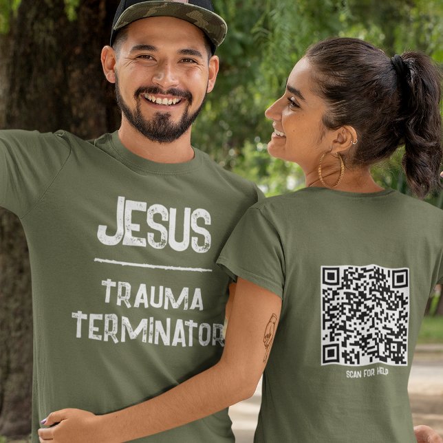 T-shirt Code QR Jésus - Écritures du Terminateur de Trauma (Créateur téléchargé)