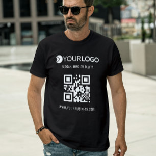 T-shirt Code QR noir personnalisé et logo d'entreprise pro