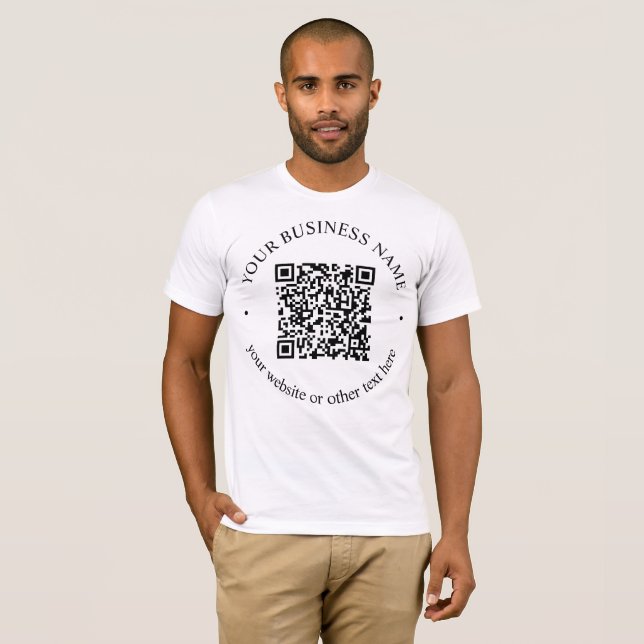T-shirt Code QR téléchargé Plus Texte circulaire modifiabl (Devant entier)