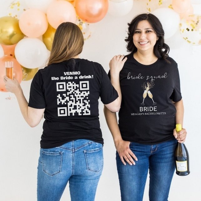 T-shirt Code QR Venmo Un Verre aux Mariés Toast au Champag (Créateur téléchargé)