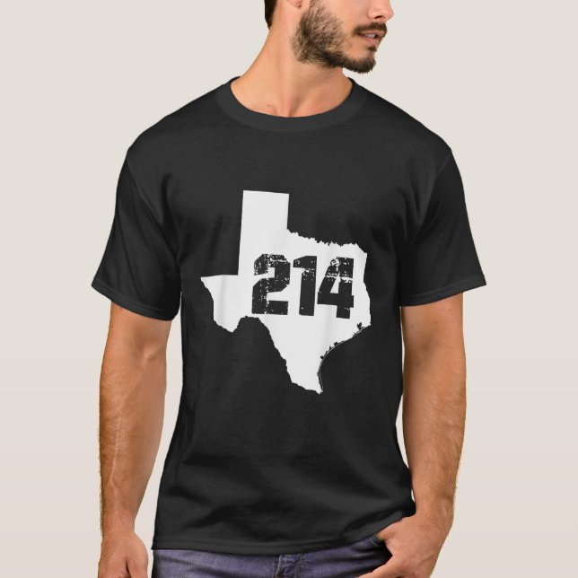 T-shirt Code régional Dallas Texas 214 (Devant)