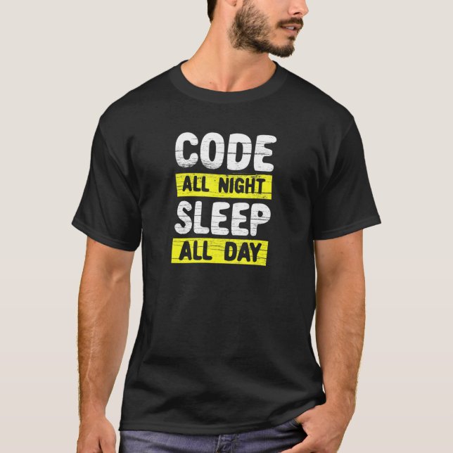 T-shirt Code Toute La Nuit Dormir Toute La Journée (Devant)