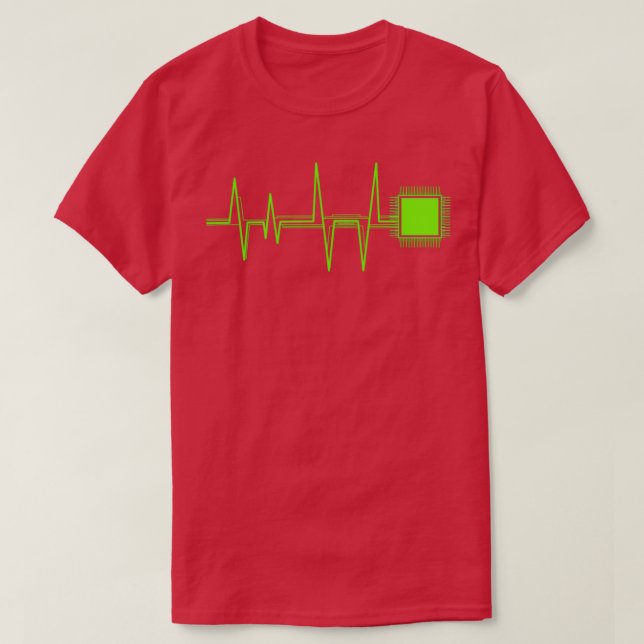 T-shirt Coder et administrateur Heartbeat Ordinateur Chip  (Design devant)