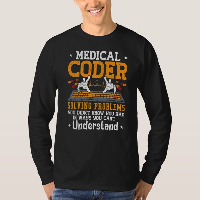 T-shirt Coder Médicale Coder Résolution Problèmes Coder Ic (Devant)