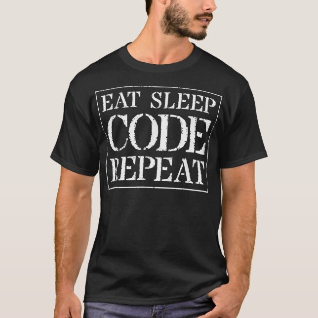 T-shirt Coder T Cadeau Mangez Le Code De Sommeil Répéter P (Devant)