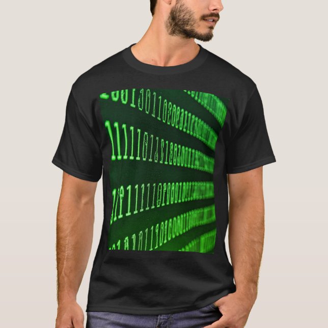 T-shirt Codes binaires vert et bleu (Devant)