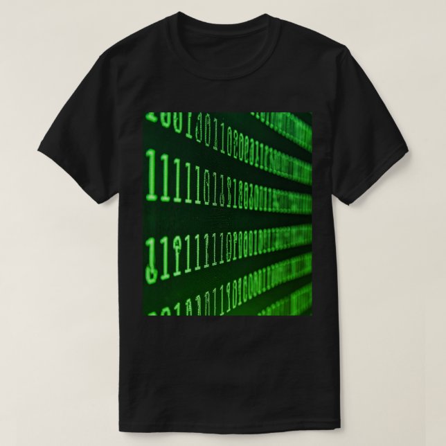 T-shirt Codes binaires vert et bleu (Design devant)