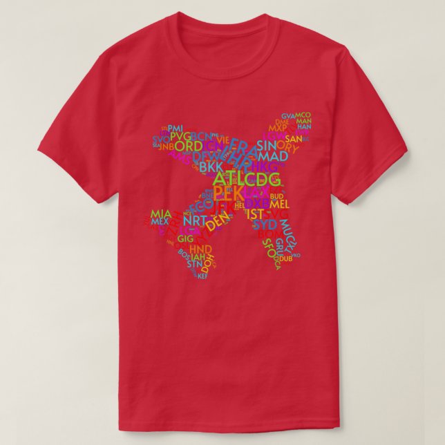 T-shirt Codes d'aéroport de l'Arrière - plan gris du monde (Design devant)