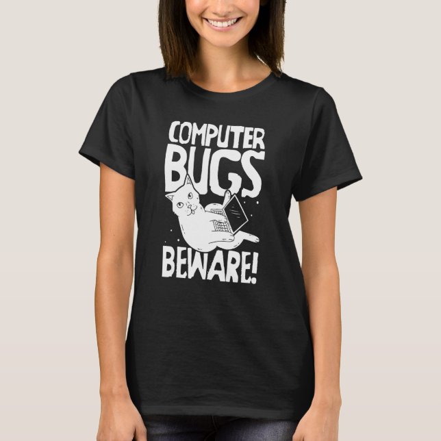 T-shirt Codeur Codage Développeur Ingénieur Logiciel Chat  (Devant)