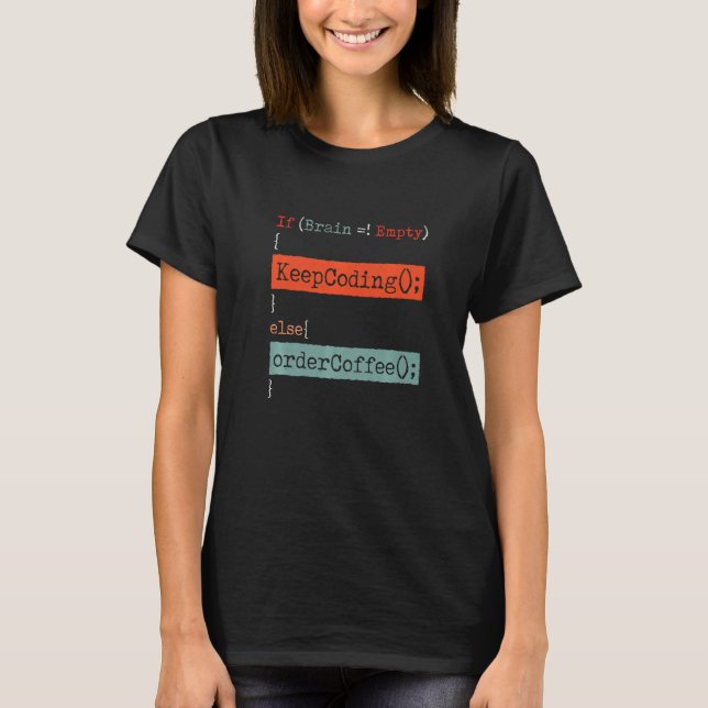 T-shirt Coding Coffee Développeur Web (Devant)
