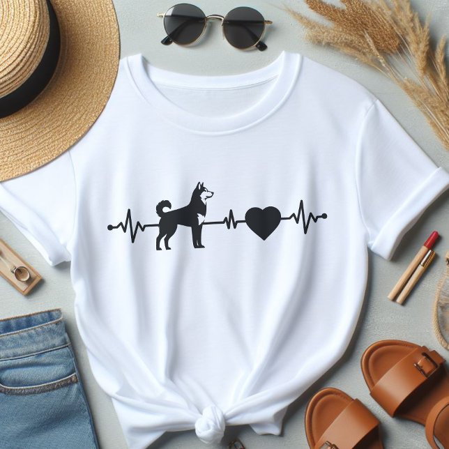 T-shirt Coeur (Heartbeat husky minimalism lovedog)