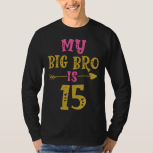 T-shirt Cœur 15e anniversaire pour grand frère de sœur Bro