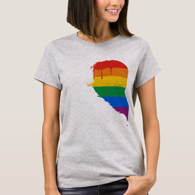 T-shirt COEUR À MOITIÉ DE RAINBOW GAUCHE -.png (Devant)