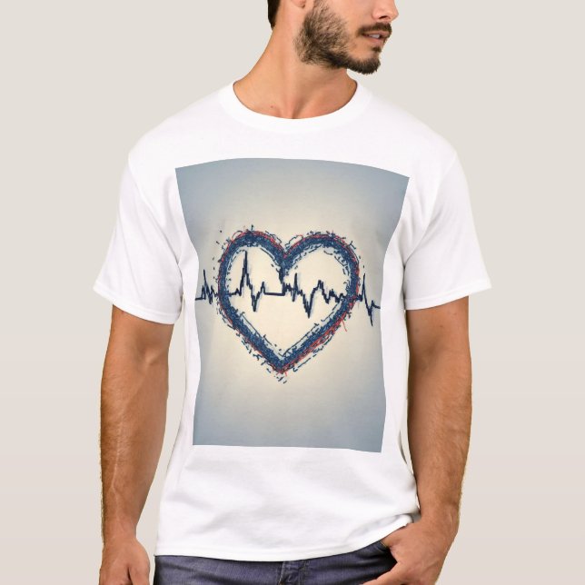 T-shirt Coeur Abstrait avec conception de pulse (Devant)