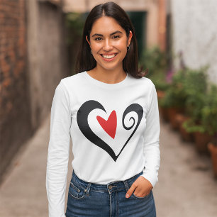 T-shirt Coeur Abstrait rouge et noir Romantique moderne