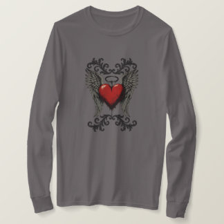 T-shirt Coeur ailé avec Halo - Gothique Angel Love Design