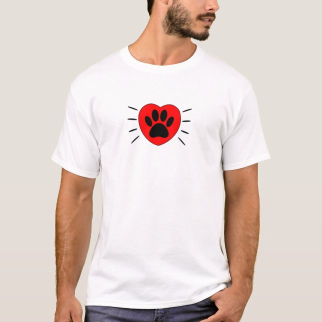 T-shirt Coeur Amoureux des chiens Et Empreinte de patte (Devant)