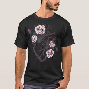 T-shirt Coeur anatomique Coeur floral Anatomie et fleurs
