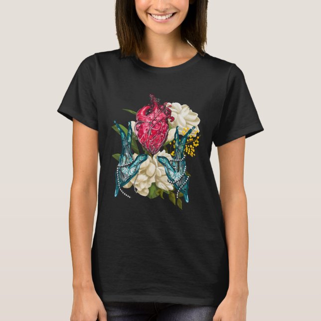 T-shirt Coeur Anatomique Et Fleurs Docteur Valentine (Devant)