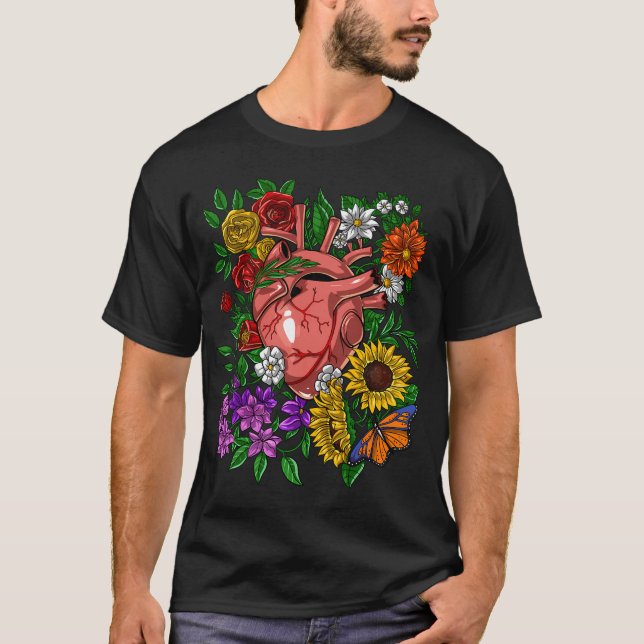 T-shirt Cœur Anatomique Floral (Devant)