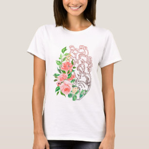 T-shirt Coeur anatomique floral - Médicale artisti