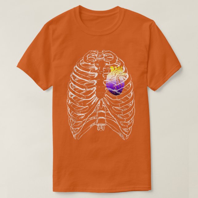 T-shirt Coeur anatomique non binaire Ribcage NB Enby Pride (Design devant)