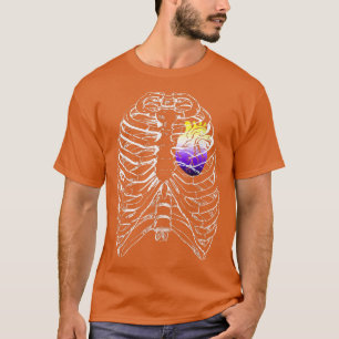 T-shirt Coeur anatomique non binaire Ribcage NB Enby Pride