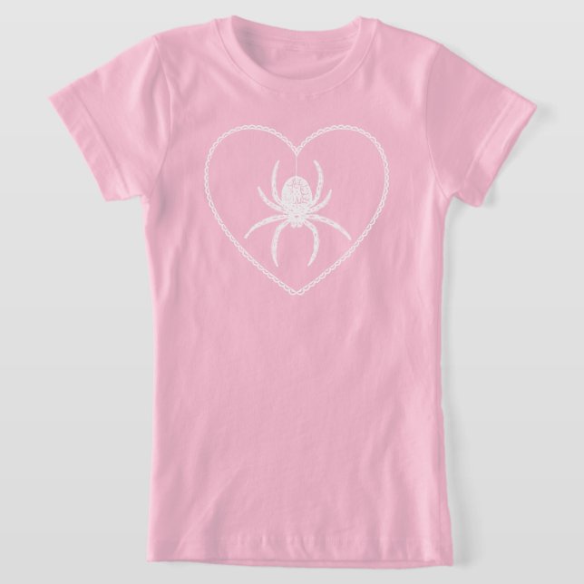 T-shirt Coeur Araignée Rose (Poser)