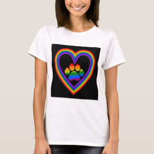 T-Shirt Coeur Arc-En-Ciel Avec Paw