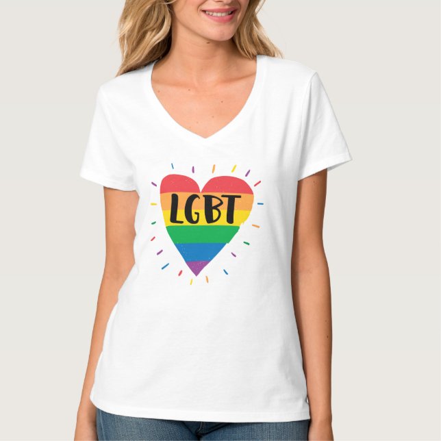 T-shirt Coeur arc-en-ciel LGBT (Devant)