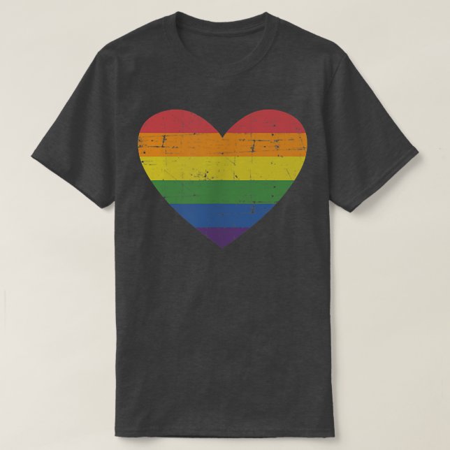 T-shirt Coeur arc-en-ciel pour gay et lesbiennes soutien o (Design devant)