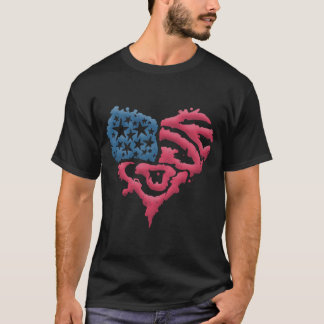 T-shirt Coeur avec drapeau américain - Un symbole d'amour