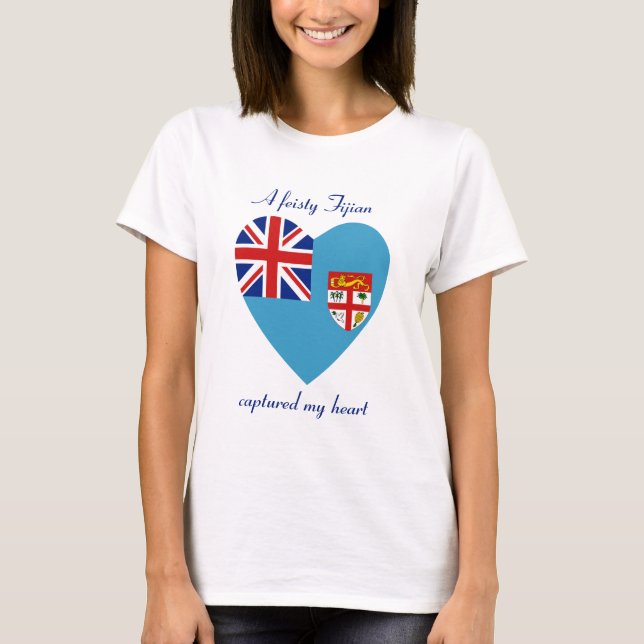 T-Shirt Cœur avec Drapeau de Fidji (Devant)