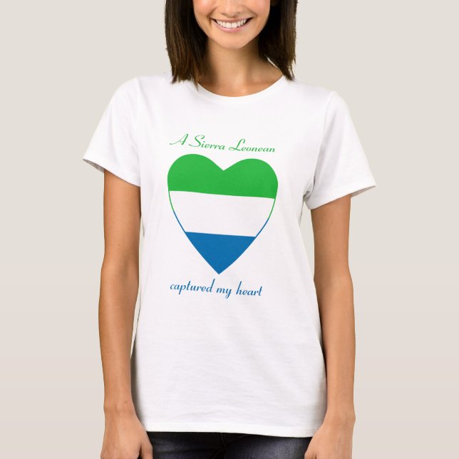 T-Shirt Cœur avec Drapeau de la Sierra Leone (Devant)