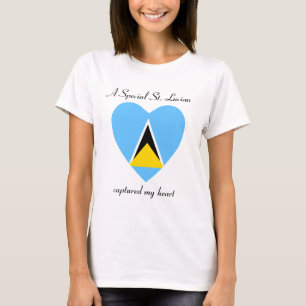 T-Shirt Cœur avec Drapeau de Sainte-Lucie