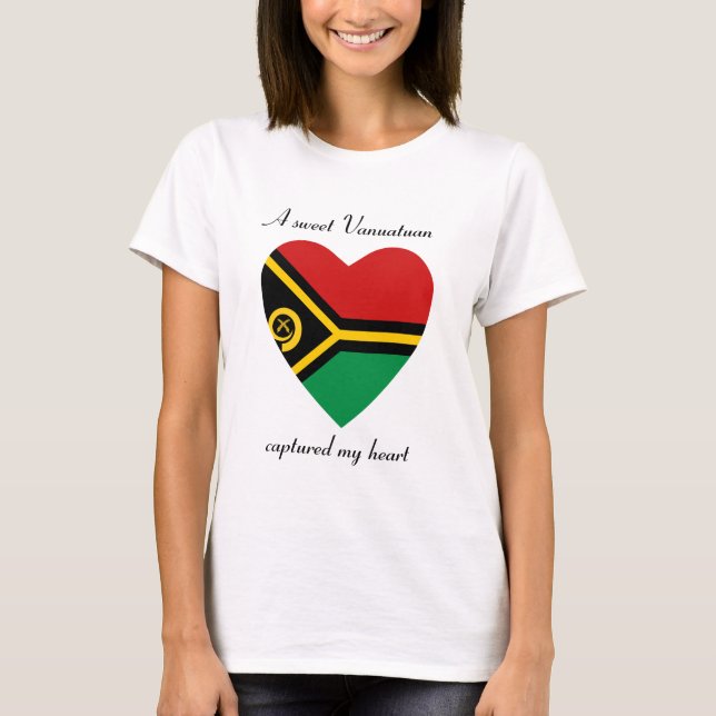 T-Shirt Cœur avec Drapeau de Vanuatu (Devant)