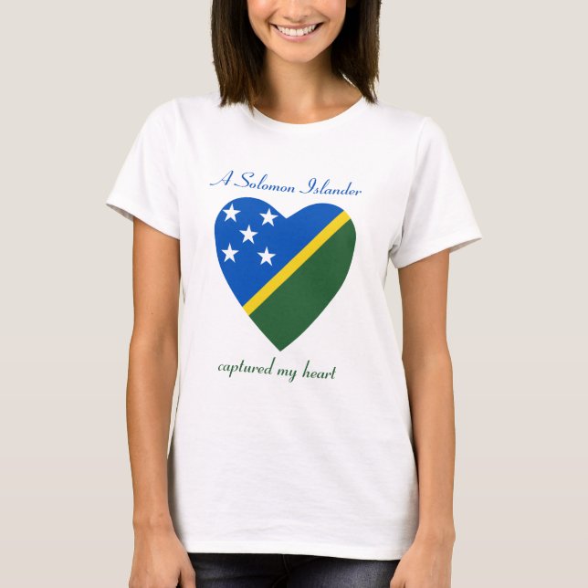T-Shirt Cœur avec Drapeau des Îles Salomon (Devant)