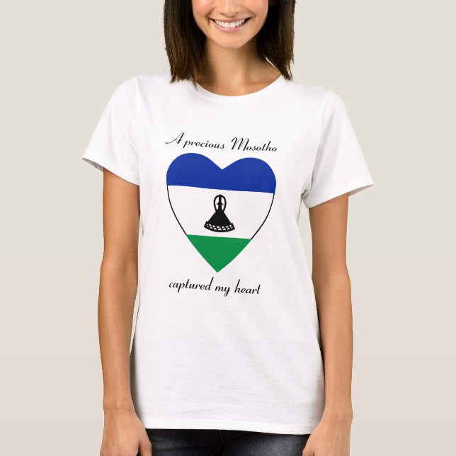T-Shirt Cœur avec Drapeau du Lesotho (Devant)