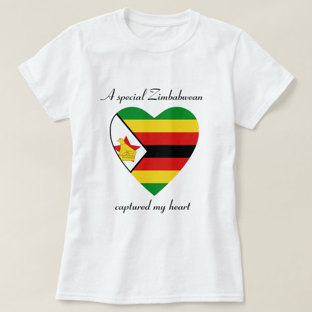 T-Shirt Cœur avec Drapeau du Zimbabwe (Design devant)