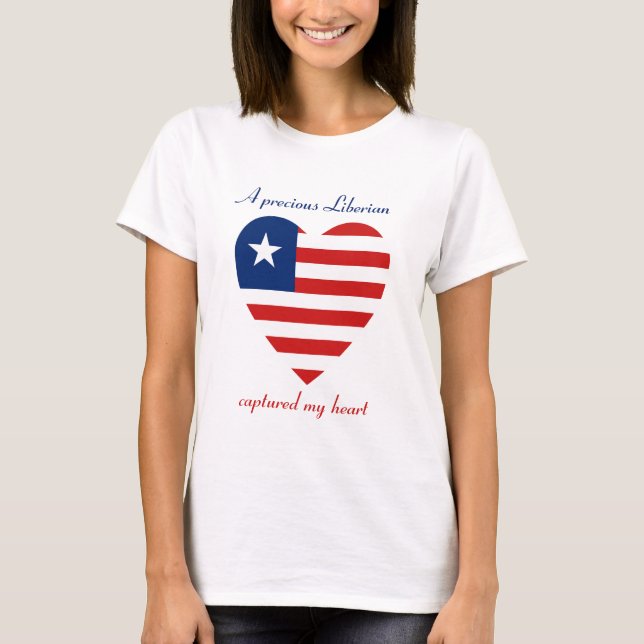 T-Shirt Cœur avec Drapeau Libérien (Devant)
