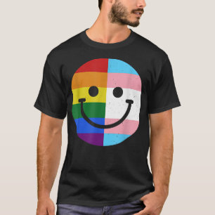 T-shirt Cœur avec drapeau trans arc-en-ciel LGBT Pride Smi