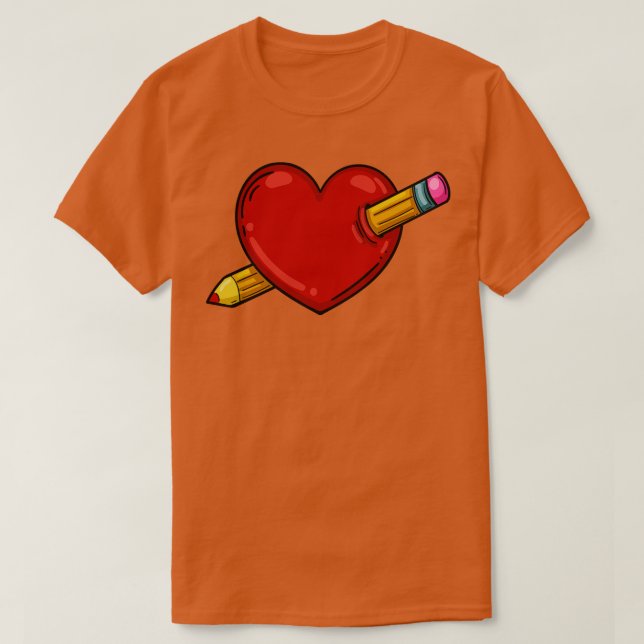 T-shirt Coeur Avec L'Amour Au Crayon Pour Dessiner Artiste (Design devant)