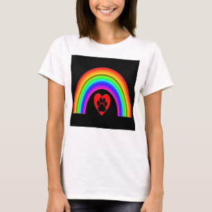 T-shirt Coeur avec paw sous un arc-en-ciel
