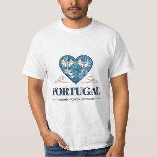 T-Shirt Cœur Azulejo Portugais Portugal – Lisbonne