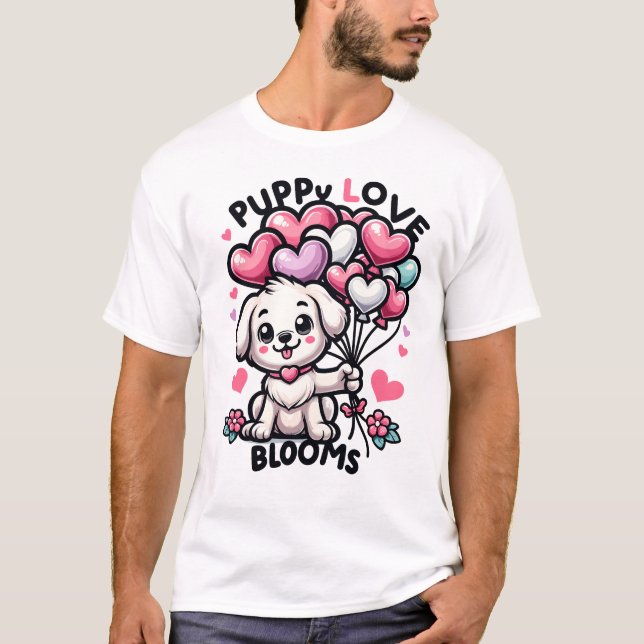 T-shirt Coeur Balloon Pup - Adorable Love Celebration Tee (Devant)