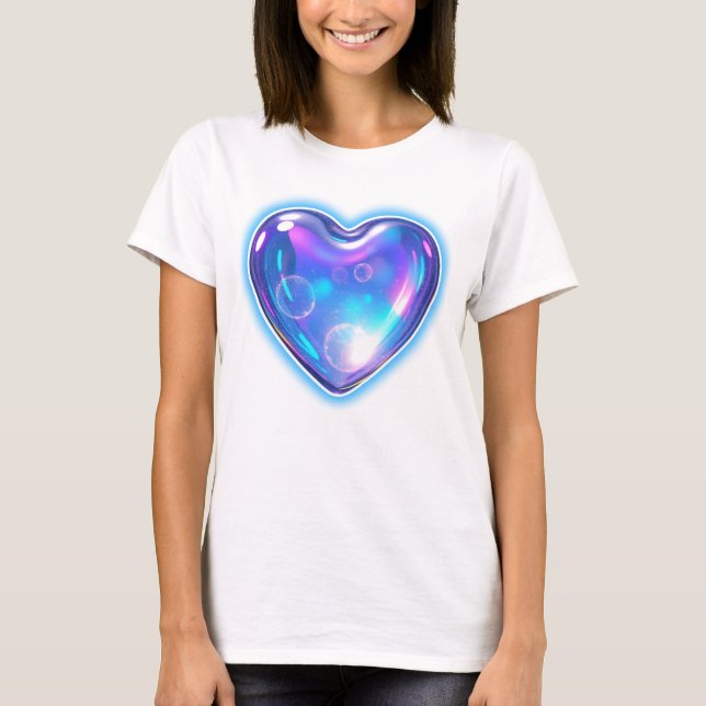 T-shirt Coeur bleu brillant (Devant)