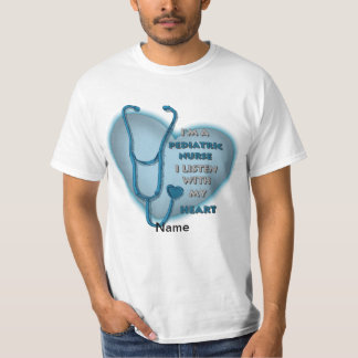 T-shirt Coeur bleu Infirmière pédiatrique